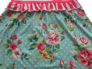 Pink Stripe Aqua Floral Girls Dress